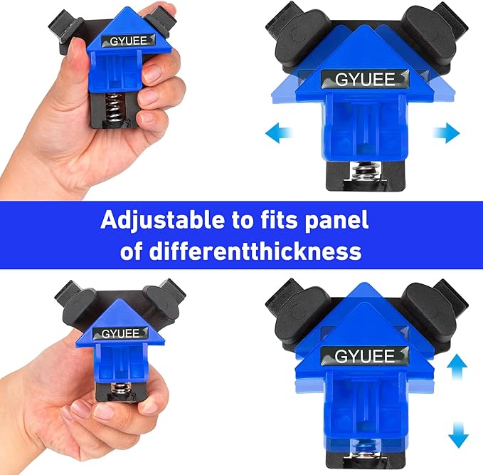 90 Degree Angle Clamps, Woodworking Corner Clip, Right Angle Clip Fixer, Set of 4 Clamp Tool with Adjustable Hand Tools (Blue4)