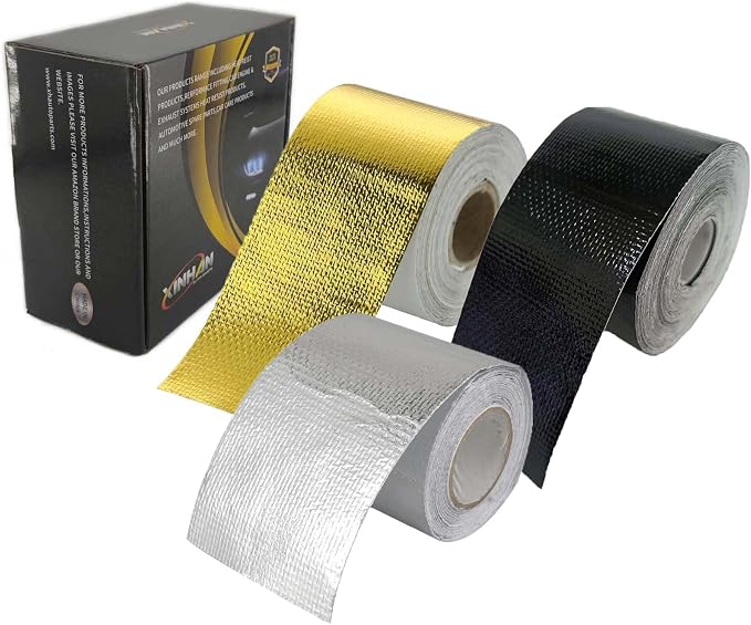 Xinhan (Gold,Silver,Black) Aluminum Foil Heat Shielding Tape High Temperature Heat Reflective Adhesive Backed Tape Compatible With Car Intake Pipe Engine Bay Hoses Wires Etc (Silver, 2in x 50ft)
