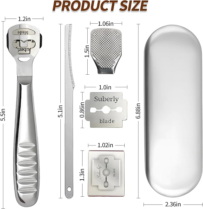 Callus Shaver，Pedicure Foot File Kit，Foot File Callus Remover，Stainless Steel Foot Care Tool for Removing Hard Skin, Cracked Heels, and Dead Skin