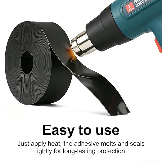 16.5FT Heat Shrink Tape, Electric Heat Tape Shrink Wrap Roll for Electrical Cables, Wires, Pipes, Adhesive Activates Upon Heating Melts and Seals (Width: 2 inches)