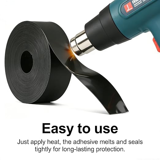16.5FT Heat Shrink Tape, Electric Heat Tape Shrink Wrap Roll for Electrical Cables, Wires, Pipes, Adhesive Activates Upon Heating Melts and Seals, Width 2 inch