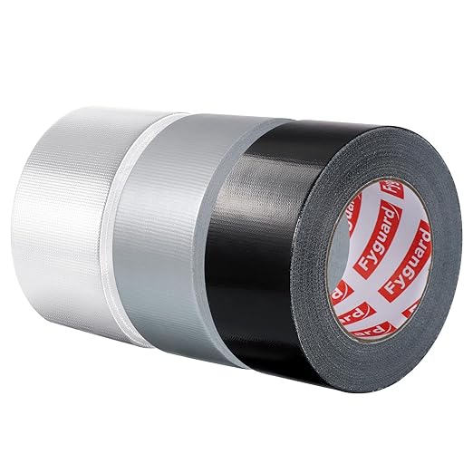 3 Pack Duct Heavy Tape, 1.89 Inch x 60 Yard Total Waterproof Duct Tape for Indoor Outdoor Repair Fixing Reinforcement(Black, White, Silver)