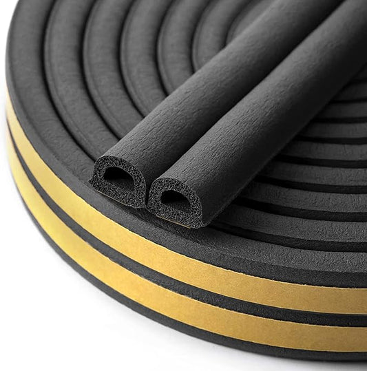 CloudBuyer Door & Window Weather Stripping, Soundproof Insulation Seal Strip with Self-Adhesive Rubber Collision Protection, 16.5 Ft (Black)