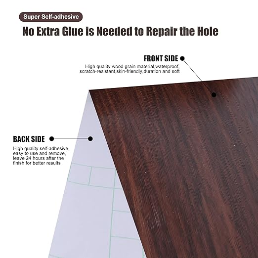4" X33' Size Realistic Wood Grain Repair Tape, Self Adhesive Wood Grain Repair Patch for Tables, Chairs, Doors, Windows, Floors, Furniture Renovation, Handicraft DIY. With Plastic Scraper. Dark Brown