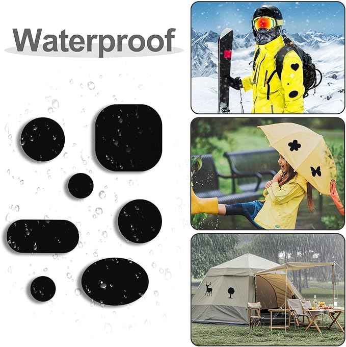 Self-Adhesive Nylon Patches Tent Repair Kit – Outdoor Gear Tenacious Repair Tape, Waterproof Fabric Patches for Clothes, Tent, Down Jacket, Backpack, 45pcs Black