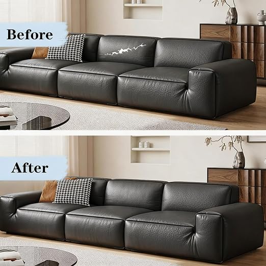 SYRKRC Leather Self Adhesive Leather Repair Set, Leather Repair Patch, Faux Leather Patches, Leather Repair and Renovation for Sofa, Car Seats, Leather headboard (Dark Gray, 17 x 79 Inch)