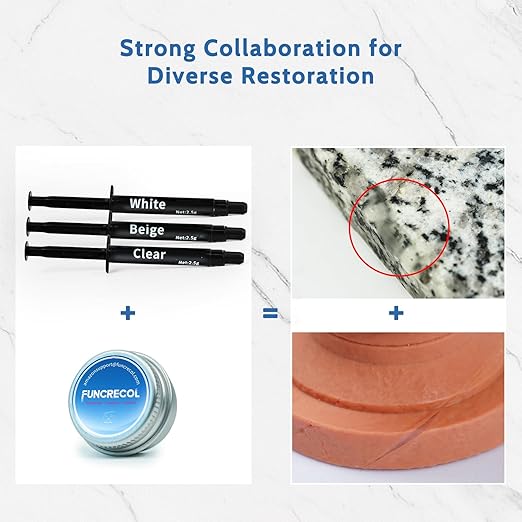 Quartz Countertop Repair Kit (Clear, White, Beige) Granite & Marble Repair Kit, 30s Quick-Drying Repair Chip for Edge Chips, Cracks, Scratches and Holes on Ceramic Tile, Bath Tub, Sink and Other Stone Surfaces - Pro Surface Repair