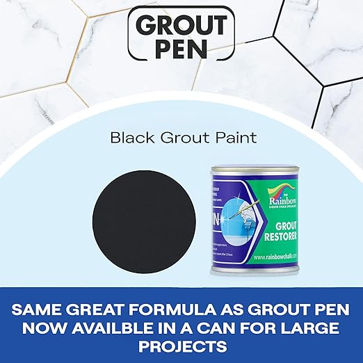 Grout Pen Black Grout Paint: Waterproof Tile Paint Grout Refresh Restorer for Floor, Kitchen & Bathroom Shower Tiles - Black - Can Size for Larger Projects - 125ml (4.2oz)