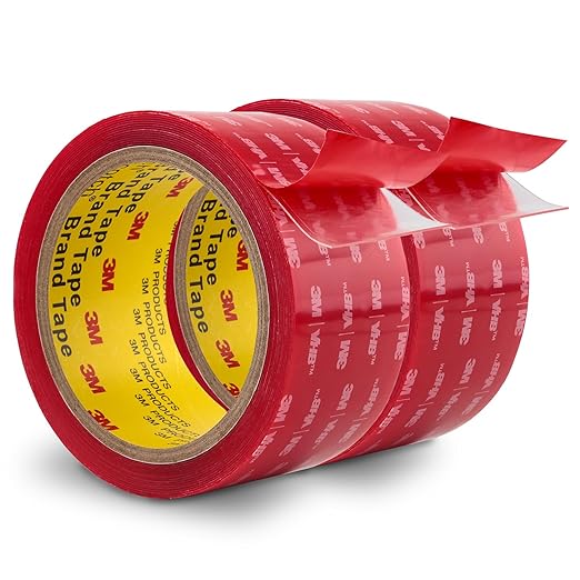 3M Double Sided Tape Heavy Duty 2" x15.4Ft 2 Pack 4905 Clear Mounting Tape Strong Adhesive Waterproof Heat Resistant Foam Tape for Automotive Home Office Car Deco, 0.02in Thick