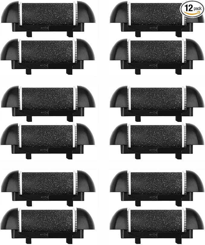 12 Pack Electric Pedicure Device Replacement Roller Heads with Same Mineral Stone for Feet Care Perfect Grinding Heads for Callus Remover for Daily Maintenance (12pcs Fine Coarse)