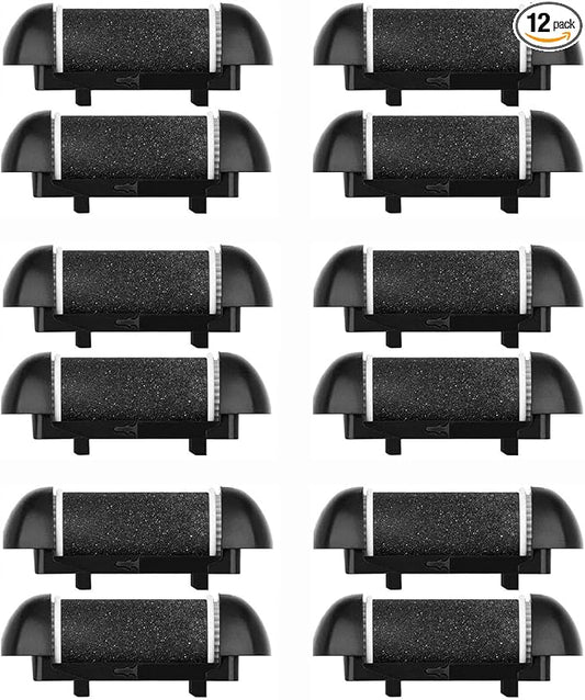 12 Pack Electric Pedicure Device Replacement Roller Heads with Same Mineral Stone for Feet Care Perfect Grinding Heads for Callus Remover for Daily Maintenance (12pcs Fine Coarse)