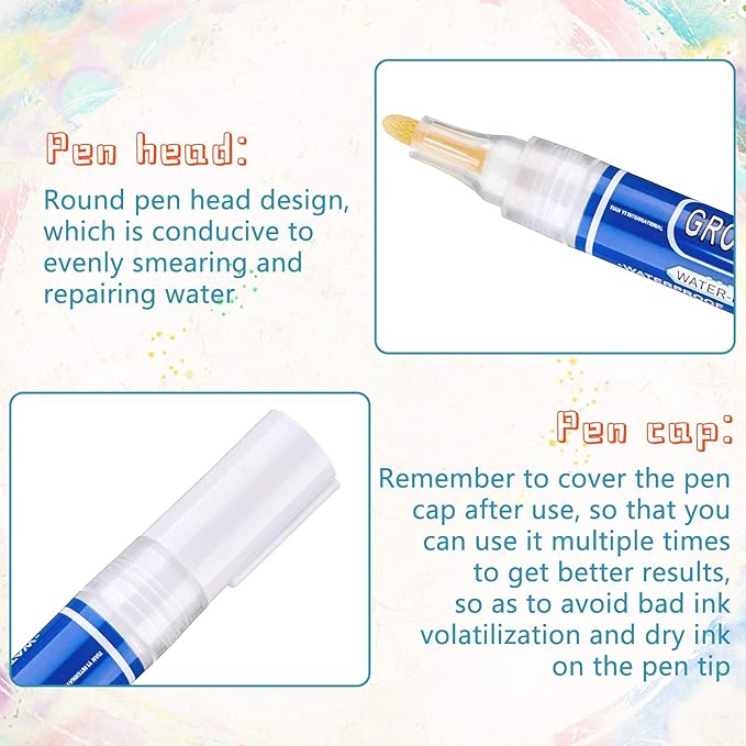 Zonon Grout Wall Pen Tile Paint Markers Grout Repair Sealer Pen for Bathrooms Kitchen Porch Patio Repair Refresh(White,8 Pieces)
