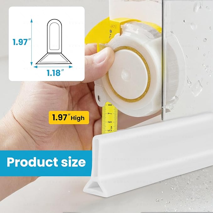 98" Collapsible Shower Threshold Water Dam Shower Water Stopper Barrier Keeps Water Inside Threshold Dry and Wet Separation Suitable for Bathroom Kitchen Sink Bathtub and More