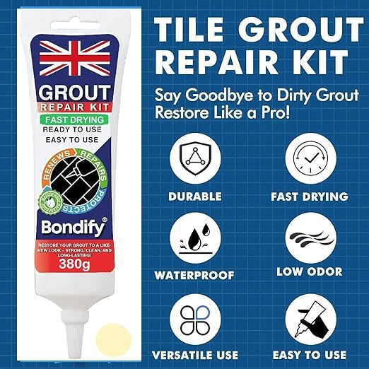 Waterproof Cream Grout Reviver Ready Mixed 13.4oz / 380g Fast Drying Extra Volume Waterproof Grout Repair Kit Cream Tile Grout for Patio, Shower, Bathroom, Window Quick Drying Gap Filler