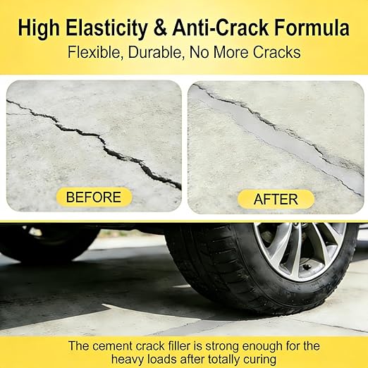 Concrete Crack Filler Self Leveling Sealant, Waterproof Fast-Drying Cement Sealer Repair, 35oz Flexible Easy DIY Outdoor Crack Seal Glue for Driveway, Sidewalk, Patio, Garage Floor, Asphalt