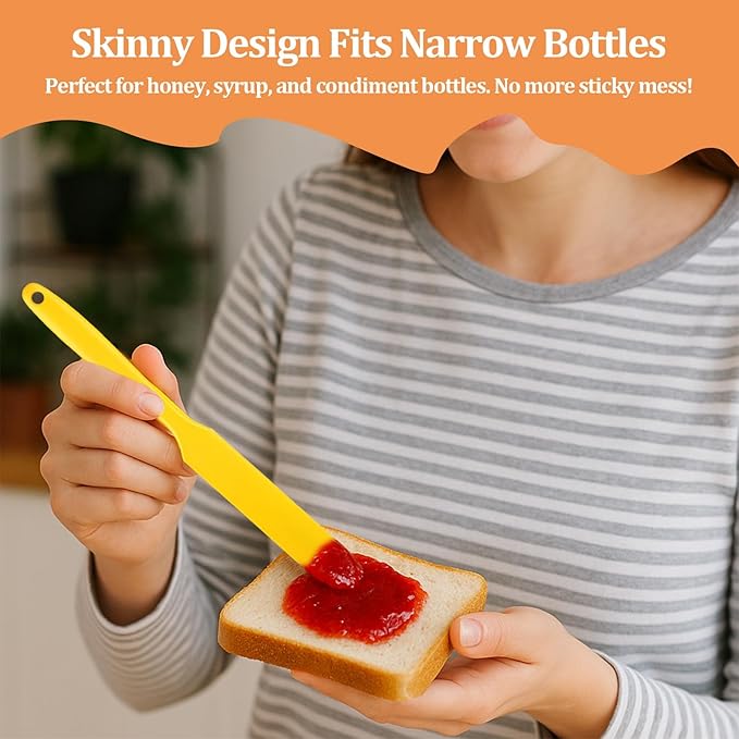 3 Pack Silicone Jar Spatula Small Silicone Spatulas Mini Jar Scraper for Peanut Butter, Mayo, Jams Flexible Kitchen & Baking Tools (Red, Orange, Yellow)