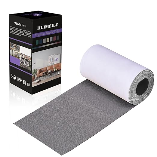 Leather Repair Patch Tape 4×60 inch Furniture Leather Strong Self Adhesive Tape for Sofas Couch Car Seats Cabinets Bags Anti Scratch Patches First Aid Patch Fixing Leather Grey