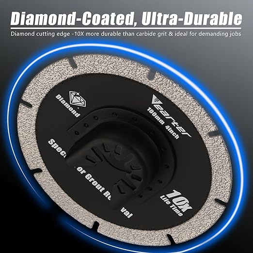 Diamond Oscillating Tool Blade 4PCS, 4" Circular Oscillating Saw Blades for Grit Grout Removal, Universal Quick Release Multitool Blades for Tile, Cement, Concrete, Masonry