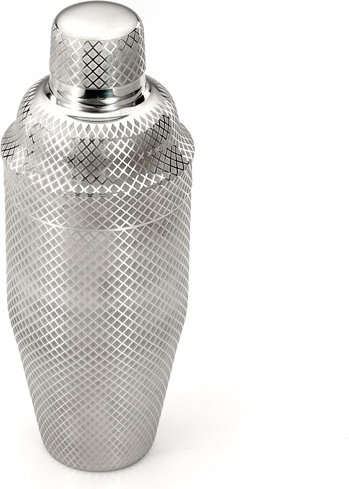 Barfly 3-Piece Diamond Lattice Etch Japanese Cocktail Shaker Set (24 Oz/700ml), Stainless Steel