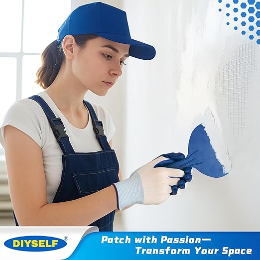 DIYSELF Drywall Patch, 21 PCS Drywall Repair Kit with 2×10", 2×8", 2×6", 8×4" Self-Adhesive Mesh Patches, Putty Scraper, Sanding Pads & Sponge, Dry Wall Patch Kit for Bathroom, Nail Holes, Outlets