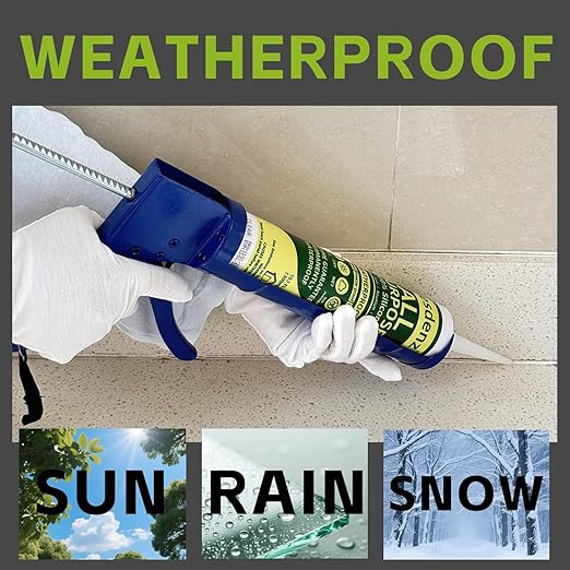 White Universal Silicone Caulk, 100% Silicone Sealant Outdoor Waterproof, Flexible Cartridge Adhesive Caulking for Aquarium RV Roof Window Door Kitchen Bathroom Bathtub Shower Seal, 10.1 Oz, 1 Pack