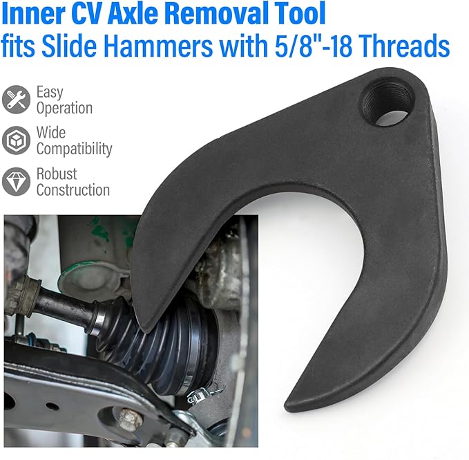 48mm Inner CV Axle Removal Tool with Nut - Front Wheel Drive Vehicles Axle Pulley Attachment For Slide Hammer with 5/8"-18 Threads - CV Joint Puller Fork Adapter Removing Tool Fix Damaged CV Joints