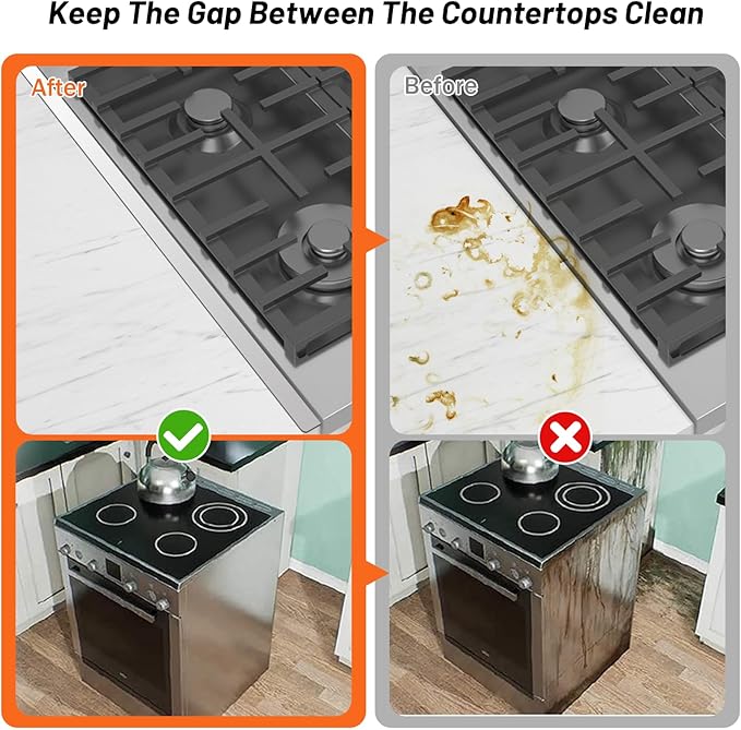 Stainless Steel Stove Gap Covers (2PCS),Stove Gap Filler,Range Trim Kit,Stove Guard for Kitchen Oven Gap Between Stovetop and Counter,Easy Clean Heat Resistant,Adjustable Length 13.8'' to 27.5''Silver
