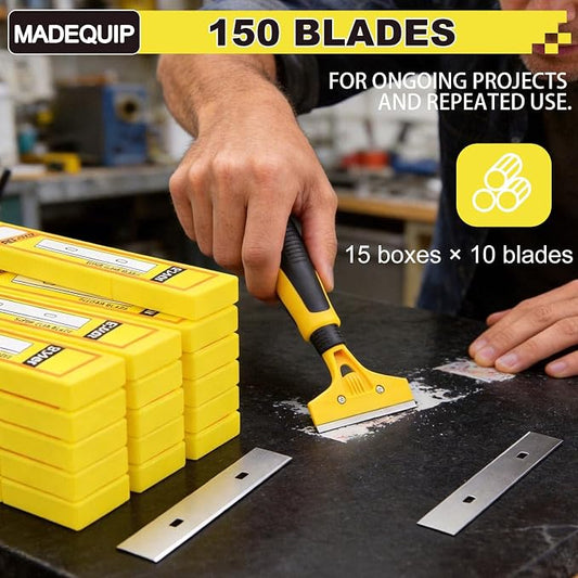4 Inch Scraper Blades,150 PCS Razor Scraper Replacement Blade 4" for Floor,Glass,Wall, Heavy Duty Cleaning