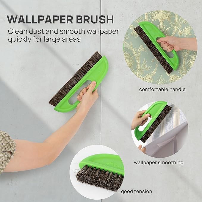 NEWISHTOOL Wallpaper Smoothing Tools, Wallpaper Tool Kit with Wallpaper Paste Brush, Smoother Squeegee, Felt Squeegee & Paper Cutter for Peel and Stick Contact Paper, Wallcovering, Vinyl Backsplash