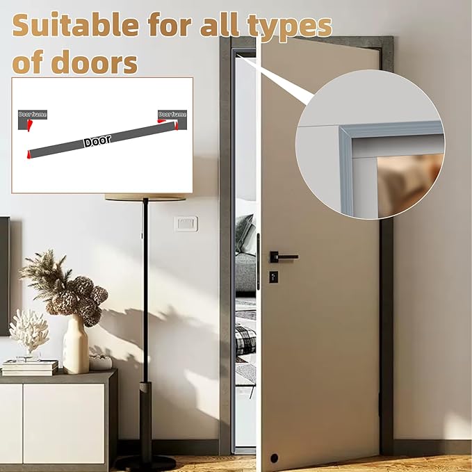2Pcs×196" Wedge-Shape Foam Window Weather Stripping Door Seal Strip,Soundproofing Frame Insulation Tape for Exterior Front Door,Noise Cancelling Window Inserts,Door Gap Filler Light Blocker,Gray
