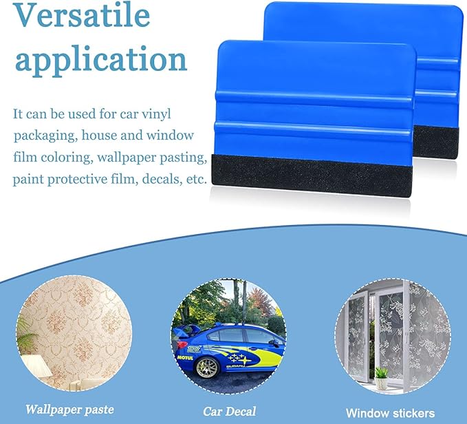 2 Pieces Wallpaper Smoothing Tool, Vehicle Vinyl Felt Squeegee Window Tint Film Tool for Peel and Stick Wallpaper (blue)
