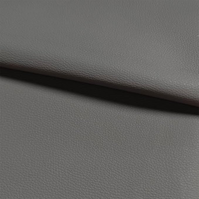 Grey Faux Leather Fabric 19"x54" - Lychee Grain Waterproof Vinyl Leather, Upholstery Material for Furniture Restoration, Car Seat Covers, Sewing and DIY Craft Projects
