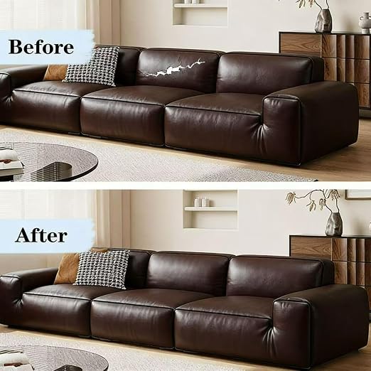 SYRKRC Leather Self Adhesive Leather Repair Set, Leather Repair Patch, Faux Leather Patches, Leather Repair and Renovation for Sofa, Car Seats, Leather headboard, (Dark Brown, 17 x 79 Inch)