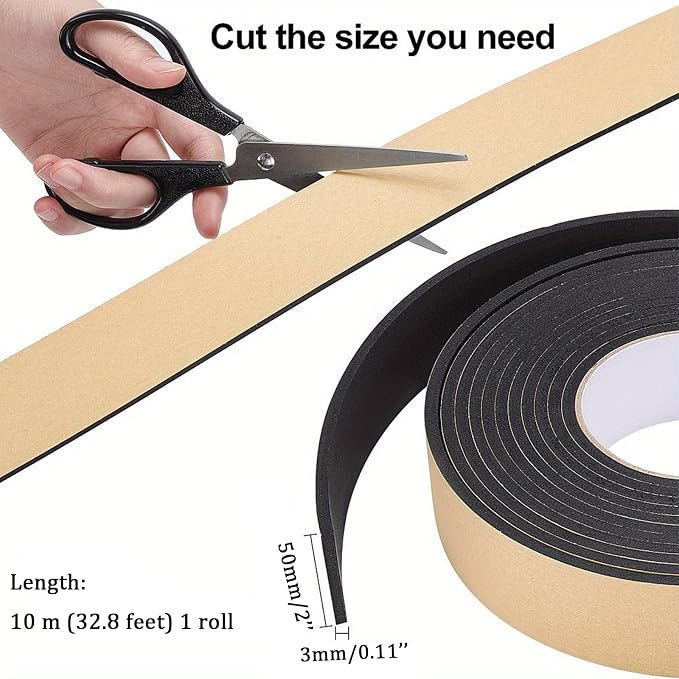Pipe Insulation Foam Tape, 2 inch x 33 Ft Self Adhesive Insulation Wrap | Foam Pipe Insulation for Hot or Cold Water Pipes, HVAC, AC Line,Winter Freeze Protection, Weather Stripping Tape