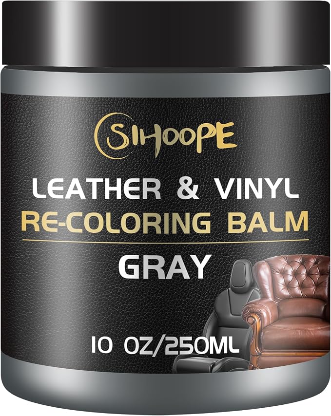 Gray Leather Recoloring Balm, Leather Repair Kit for Furniture,Leather Dye Couch Paint and Repair,Leather Scratch Remover,Leather Color Restorer for Couches Car Seats Purses Shoes