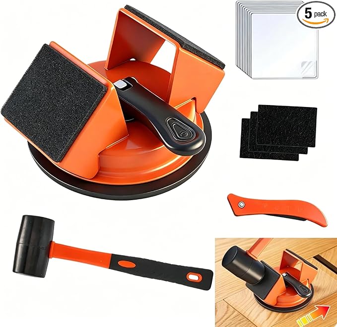 Floor Gap Fixer Tool Kit: Upgraded 45° Striking Surface Floor Suction Cup Tool for Gaps, Laminate Flooring Tools Heavy Duty with Mallet, Plank Grabber for Vinyl Wood Lvp Flooring