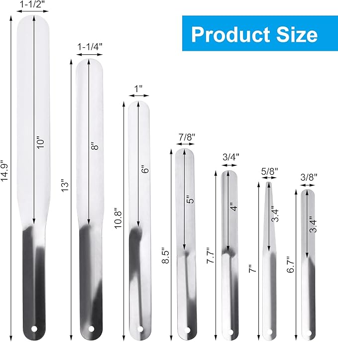 7 Packs Caulking Spatula Tool Set, Stainless Steel Multi-Size Caulk Finishing Spatulas for Bathroom, Kitchen, Window, and Door Sealing