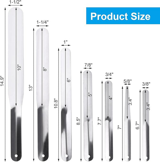 7 Packs Caulking Spatula Tool Set, Stainless Steel Multi-Size Caulk Finishing Spatulas for Bathroom, Kitchen, Window, and Door Sealing