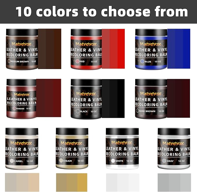 Malydyox Leather Recoloring Balm, 10 oz Leather Color Restorer Conditioner, Leather Color Repair Patch, Leather Restorer for Couches, Leather Color Repair Kits for Furniture, Sofa (Dark Brown)
