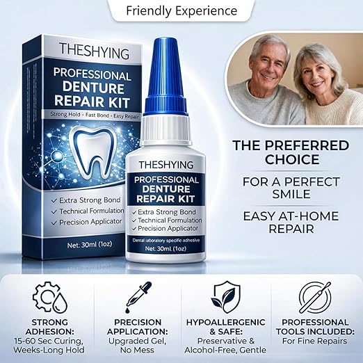 Official Professional Grade Dental Lab Instant Bonding Dental Glue for Dentures & Lab Tools - Fast-Setting in 15-60 Sec | Crack Repair & Gap Filling | Long-Lasting Hold (Days to Weeks) – 1oz