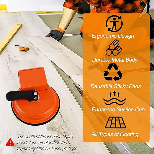 Floor Gap Fixer Tool, Heavy Duty Laminate Floor Suction Cup Repair Tool, for Laminate, Wood, Tile, Vinyl Floor Gap Repair Tool - Durable, Compact, & Efficient Flooring Tools (Red)