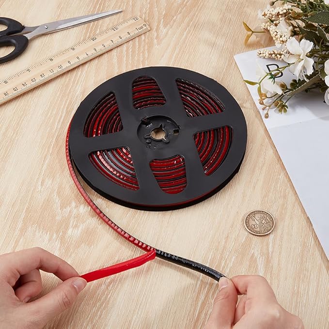 GORGECRAFT 5.5 Yard Waterproof Caulking Strip 0.3 Inch Self Adhesive Black Shower Tub Toilet Caulk Gap Tape Flexible Triangle Molding Trim Sealing Edging Tape for Stove Sink Bathroom Corner Wall Edge