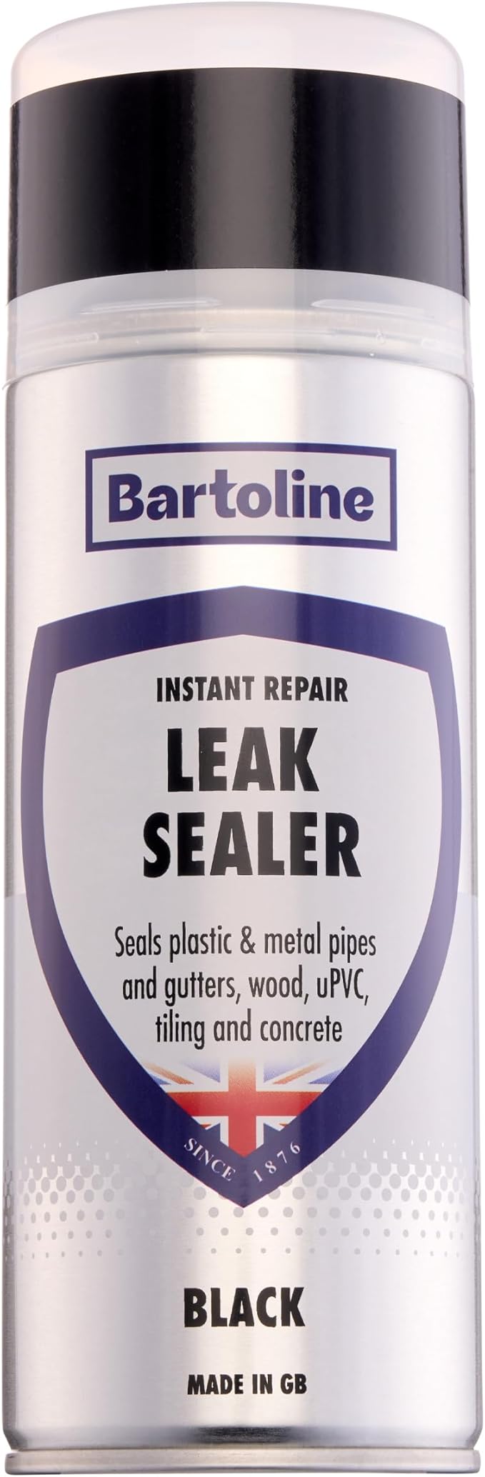 Bartoline Leak Sealer Spray, Black, 13.5 oz - Waterproof Sealant for Roofs, Gutters, Pipes, Cracks & Outdoor Repairs Durable & Overpaintable - 400 ml