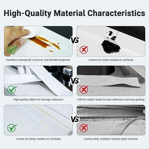 Caulk Tape, Caulking Tape, SOFYIALI Toilet Sealer Around Toilet Base Self Adhesive Sealant Strip for Bathroom, Toilet, Kitchen Countertop, White (3.8cm x 10.5Ft)