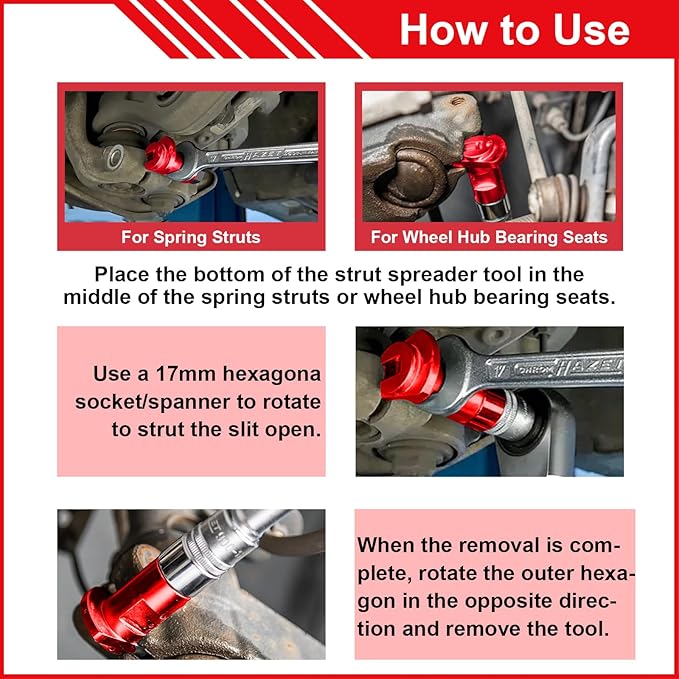 Clatoon Strut Spreader Tool, Universal Steering Suspension Strut Knuckle Spreader Tool 5-11 mm, Suspension Strut Spreader Socket Tools for Most Vehicles