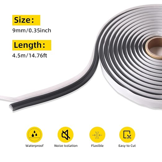 Butyl Sealant Tape – 14.76Ft Butyl Rubber Sealant,Promote Sealing Purpose- autty Tape for Automotive (Car, RV, Marine) for Installing Car Part, Windows, Doors and Windshield etc.(Heating Before Use)