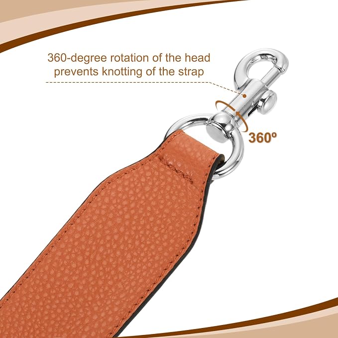 uxcell 22.83 Inch PU Leather Short Bag Strap with Clasp, Purse Handles Handbags Replacement Straps for Clutch Bag Crossbody Underarm Bags, Orange, Silver Buckle