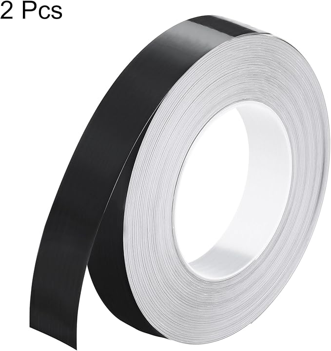 HARFINGTON 2Pcs Floor Tiles Black Foil Lines Metallic Mirror Tape 0.98" x164 Ft Self Adhesive Decor Floor Wall Seam Sticker Waterproof Gap Sealing Tape for Kitchen Bathroom Cabinet