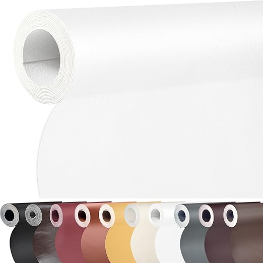 Leather Repair Patch 17x158 inch Large Self-Adhesive Leather Repair Tape, Reupholster Leather Patches for Furniture Couch Chairs Car Seat (White, 17x158 inch)