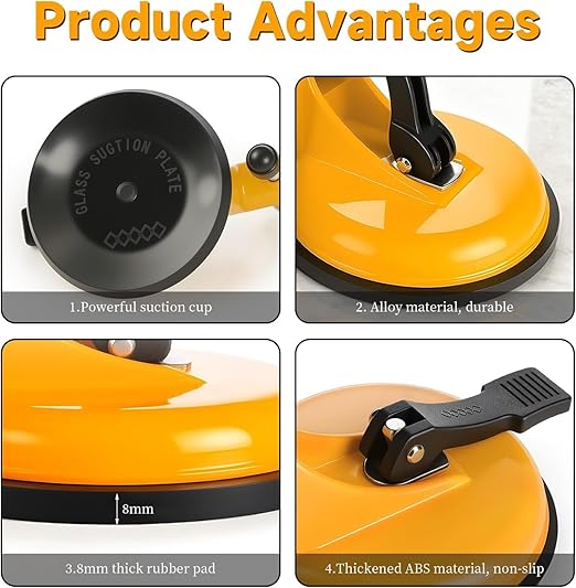 2-in-1 Floor Gap Fixer Suction Tool, Adjustable Height Tile Leveler, Heavy Duty Rubber Suction Cup Clamp, Granite Marble Seam Leveler for Gap Repair Slab Alignment